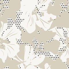Naklejka premium Floral Seamless Pattern with dotted textures