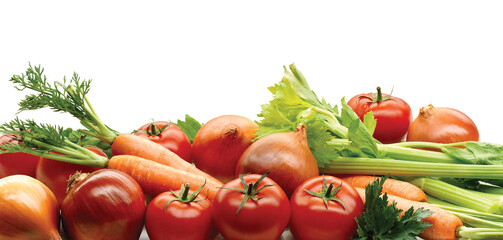 Vegetales, verduras, tomates, cebollas, zanahorias y apio sobre fondo blanco. Verduras, verduras, tomates, cebollas, zanahorias y apio sobre fondo blanco.