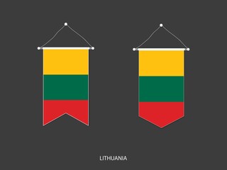 2 style of Lithuania flag. Ribbon versions and Arrow versions. Both isolated on a black background.