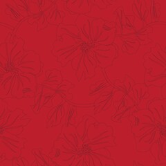 Fototapeta premium Outlined Floral Seamless Pattern Design