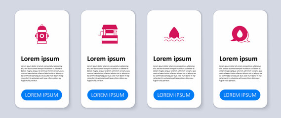 Set Water drop with speech bubbles, Well and Fire hydrant. Business infographic template. Vector