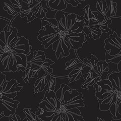 Outlined Floral Seamless Pattern Design