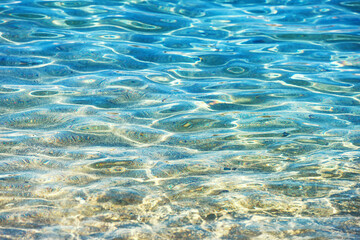 Clear sea water background, blue natural water texture