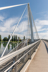 Deux Rives footbridge, bridge for pedestrians and cyclists on the Rhine between Kehl and Strasbourg.