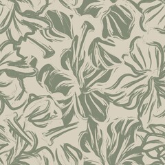 Fototapeta premium Floral Brush strokes Seamless Pattern Background