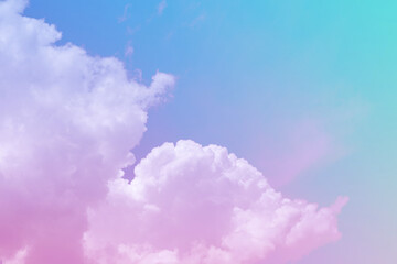 Fototapeta premium beauty sweet pastel pink blue colorful with fluffy clouds on sky. multi color rainbow image. abstract fantasy growing light