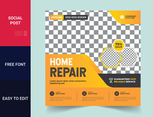 Handyman home repair flyer social media post & web banner design template 