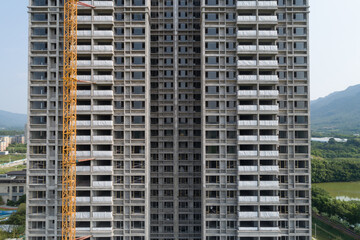 Fototapeta premium Aerial view of multistory apartment construction site in China