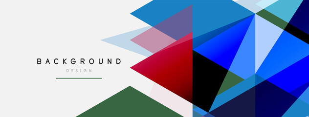 Color triangles composition, geometric abstract background. Techno or business concept, pattern for wallpaper, banner, background, landing page