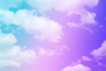beauty sweet purple blue colorful with fluffy clouds on sky. multi color rainbow image. abstract fantasy growing light