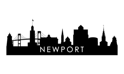Newport skyline silhouette. Black Newport city design isolated on white background.