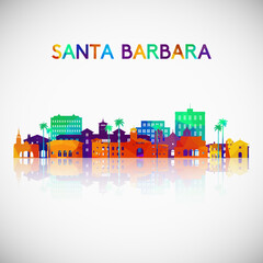 Santa Barbara skyline silhouette in colorful geometric style. Symbol for your design. Vector illustration. - obrazy, fototapety, plakaty