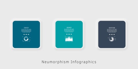 Neumorphism infographics template for chart, diagram, web design, presentation, workflow layout