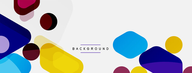 Abstract round geometric shapes and circles background. Trendy techno business template for wallpaper, banner, background or landing