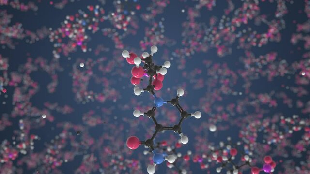 Nmn molecule, scientific molecular model, looping 3d animation