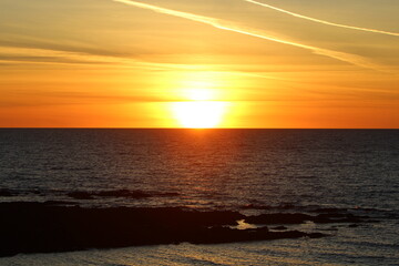 Fototapeta na wymiar Sunset Sunrise Seascape Ocean Sea Background