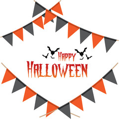 Obraz premium Happy halloween background. Garland of colored flags. Festive flags for decoration. Garlands of flags on a white background.Vector illustration.