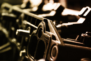 close up of an old engine