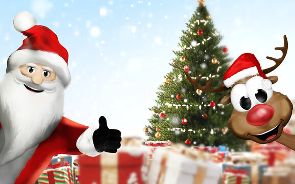 christmas santa claus thumbs up festive 3d render
