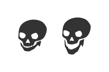 Black Skull Set Icon Sign Flat Illustration on White Background