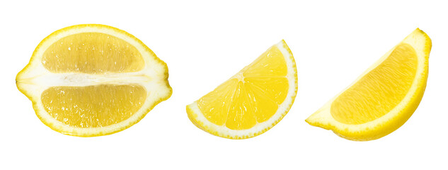 slice and half lemon fruit isolated on white background, Juicy Lemon.