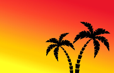 Fototapeta na wymiar Palm trees and sun abstract, summer background with free space