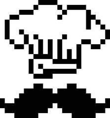 Fototapeta premium Chef pixel art. chef hat vector illustration.