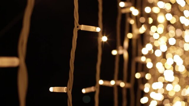 The twinkling Christmas market, winter night view. Santa, tree, Frozen,