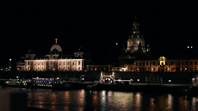 Dresden's Elbe River at night