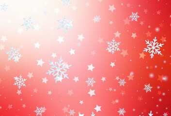 Light Red vector template with ice snowflakes, stars.
