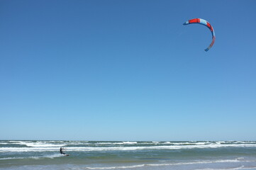 kite surfing on the beach