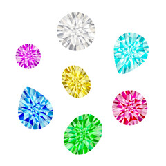 Illustration set of glittering jewels (white background, vector, cut out)