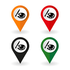 Paint brush with palette icon. Flat design style. Vector illustration.