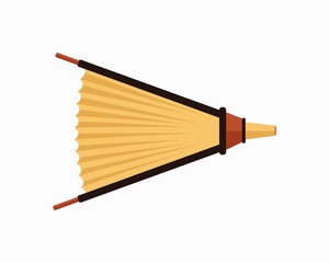 Blacksmith blower. Yellow vintage bellows for fanning fire in forg leather retro fan for vector cooling.