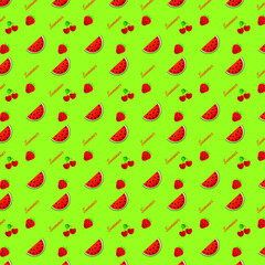 seamless pattern with summer fruits in vector 