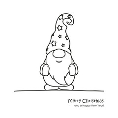 cute christmas dwarf cartoon for coloring book