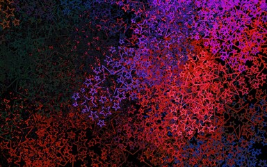 Dark Multicolor vector background with colored stars.