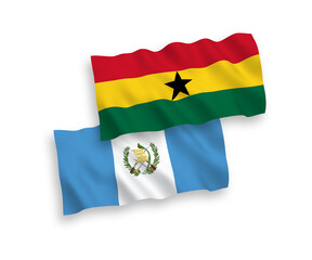 Flags of Republic of Guatemala and Ghana on a white background