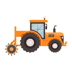 Obraz na płótnie Canvas Tractor Mounted Rotary Tillers Concept Vector Icon Design, Agricultural machinery Symbol, Industrial agriculture Vehicles Sign, Farming equipment Stock illustration