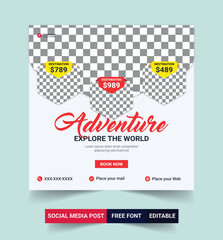 Travel holiday vacation social media post web banner template