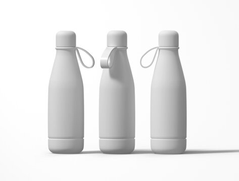 Metal Bottles mockup on a white background. 3D Render