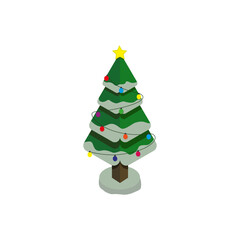 Isometric Christmas trees isolated on white background.