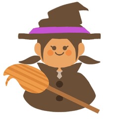 魔女の仮装をした女の子　イラスト