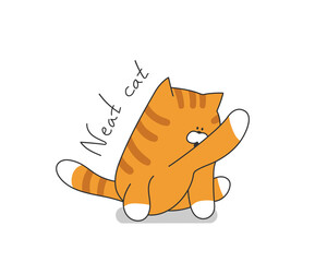 Cartoon cute cat vector illustration. Pet funny character with slogan.