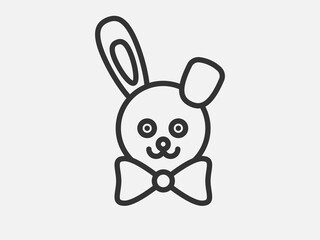 Obraz premium Hare toy icon on white background. Line style vector illustration.