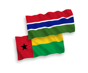 Flags of Republic of Guinea Bissau and Republic of Gambia on a white background
