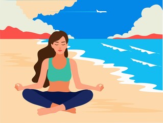 woman on the beach Yoga relax 