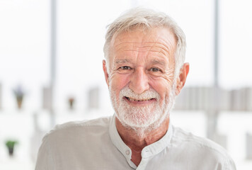 Portrait of happy senior man looking at camera, Smiling elderly caucasian old man
