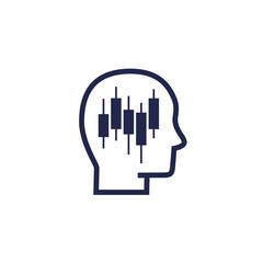 trader, broker icon with a head and graph