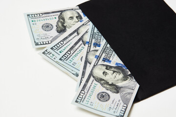 Black Envelope with money, csloe-up